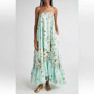 Camilla Floral Freefall Convertible 100% Silk Maxi NWT Mint Green $1300 Retail